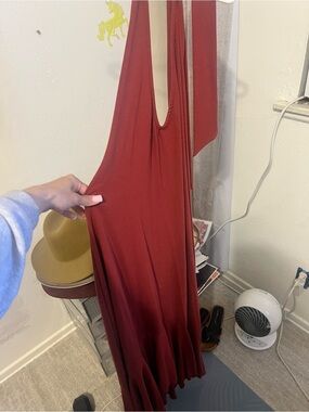 Free People Sleeveless Maxi Dress in Brick Red